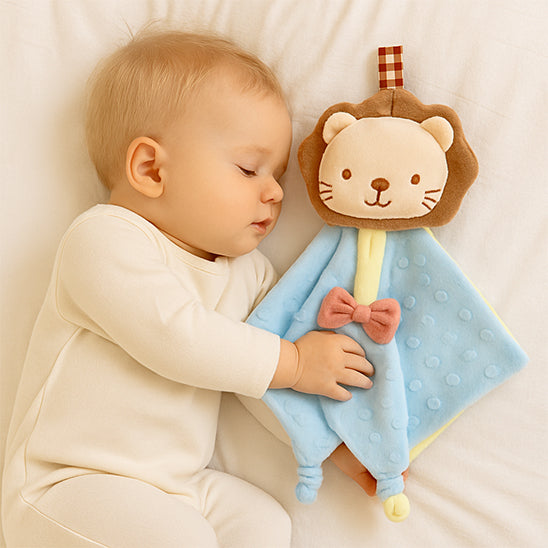DOUDOU BEBE endormi lion bleu