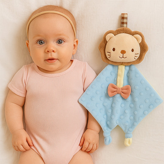 DOUDOU BEBE fille reveille lion bleu