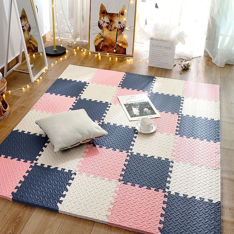 Tapis de motricite bebe bleu blanc rose variant