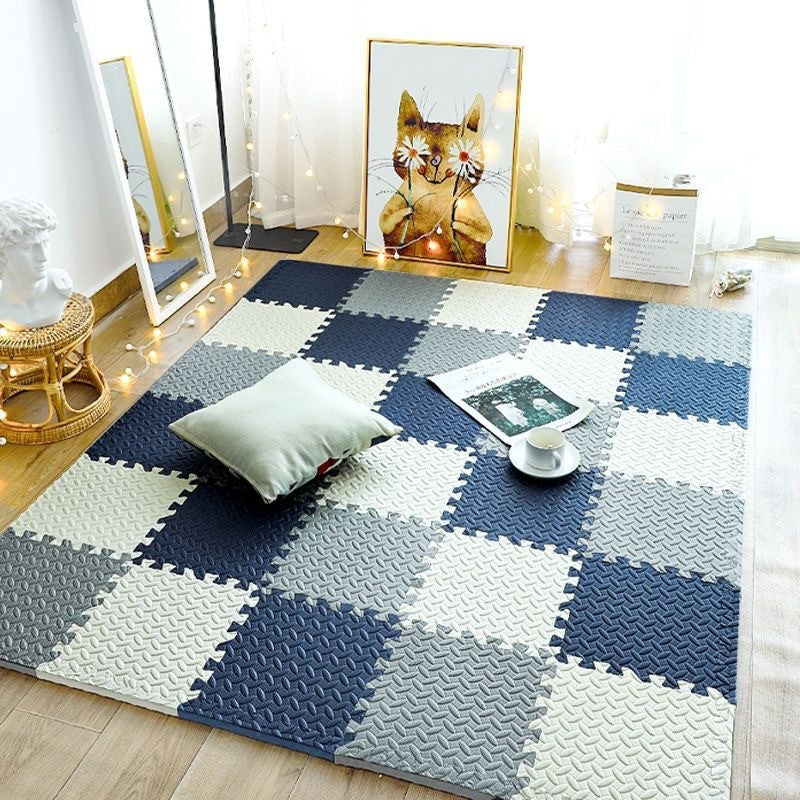 Tapis de motricite bebe bleu gris blanc variant