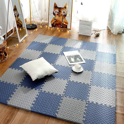Tapis de motricite bebe gris fonce bleu variant