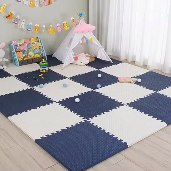 tapis de motricité bébé blanc bleu fonce